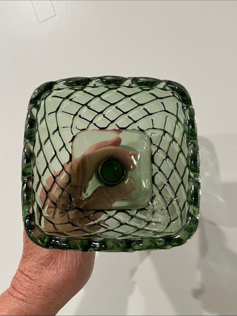 Green Vintage Lattice Glass Decorative Vase - Unbranded